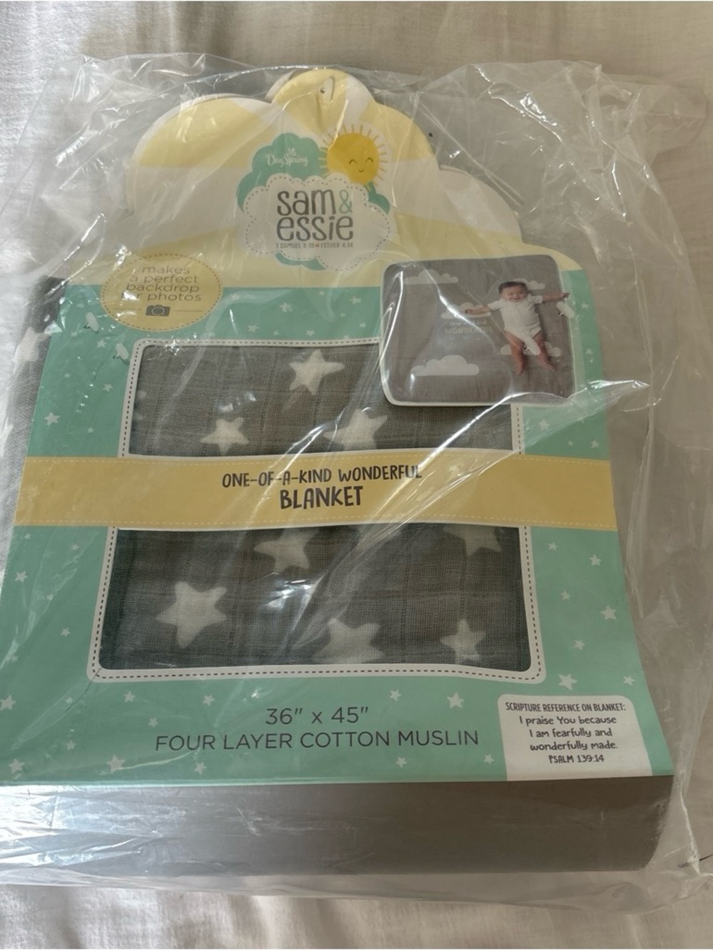Sam & Essie Star Muslin Baby Blanket - Gray